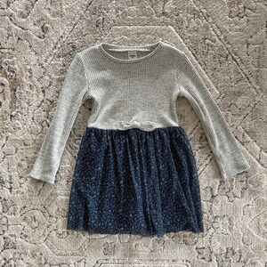 Osh Kosh Girls 3T Gray and Blue Long Sleeve Dress